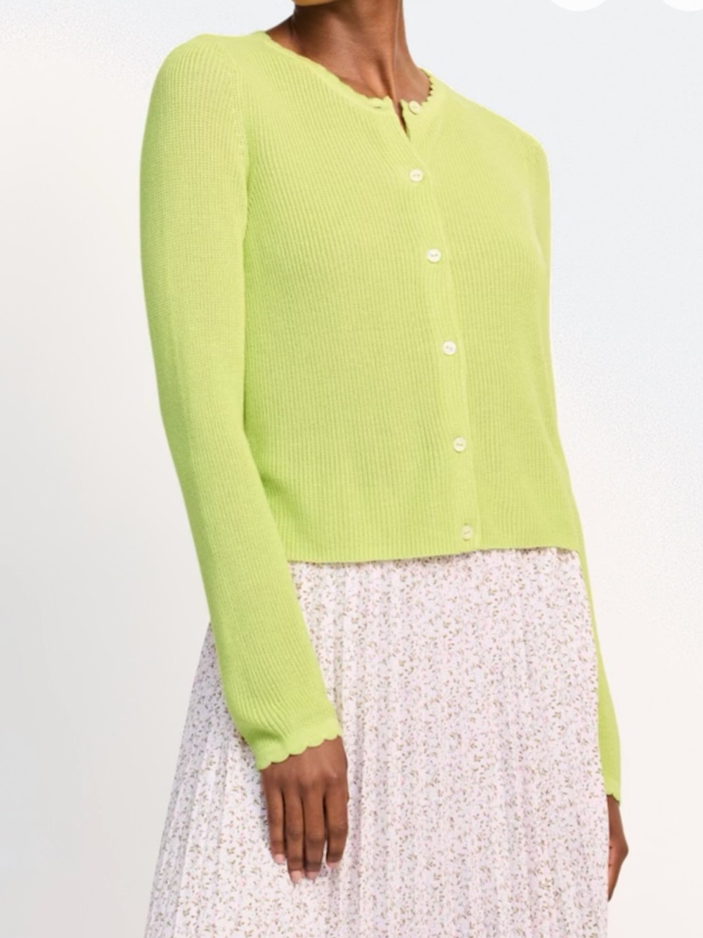 Vero Moda Lime Green Knit Button-Up Sweater- Women’s Size M